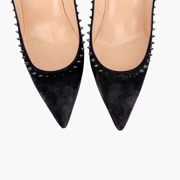 Christian Louboutin Anjalina 85 Black Suede Spike Pumps Heels Size 40.5 US 10.5 - Picture 4 of 15